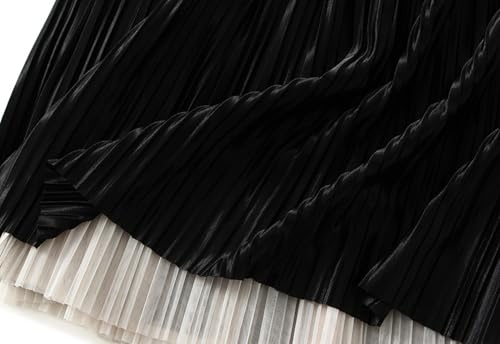 Gradual Pleated Midi Skirt for Women High Waisted A-Line Skirt Summer Vacation Going Out Clothes4