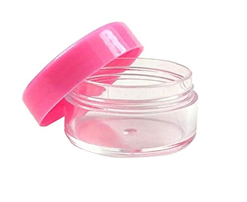 TOPWEL 10PCS 10g/15g/20g Refillable Pink Plastic Screw Cap Lid with Clear Base Empty Plastic Container Jars for Nail Powder Bottles Eye Shadow Container Lot Powder Container (20g)