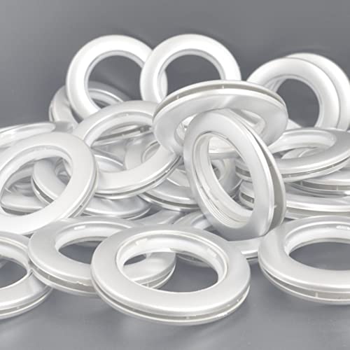 32 Pack Curtain Grommet Plastic Eyelet Rings Inner Diameter 1-9/16"(40Mm) Curtain Eyelet Rings Nanoscale Kit Matte Curtain Rod Large Grommet Kit For Fabric (Silver) #TOP4