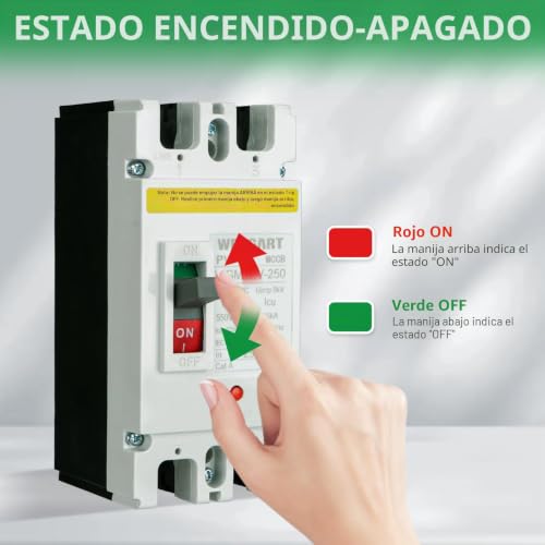 Miniatura 6 de Wengart Disyuntor De Caja Moldeada Mccb Dc 500v 250a, Interruptor Automático Magnetotérmico De 2 Polos Para Sistemas Solares Fotovoltaicos Y Baterías De Litio, Alta Capacidad De Ruptura Wgm1pv-250