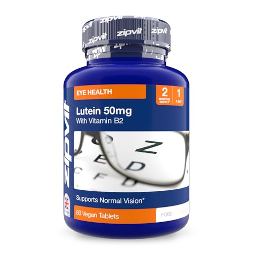 Zipvit 50mg Lutein Supplement for Eyes with Vitamin B2, 60 Lutein Tablets, Supports Maintenance of Normal Vision