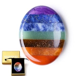 XIANNVXI 7 Chakra Crystal Worry Stone for Anxiety Relief,Healing Crystal Gifts for Women,Polished Crystal Gemstone Thumb Stone Mindfulness Gifts Small Gifts for Women
