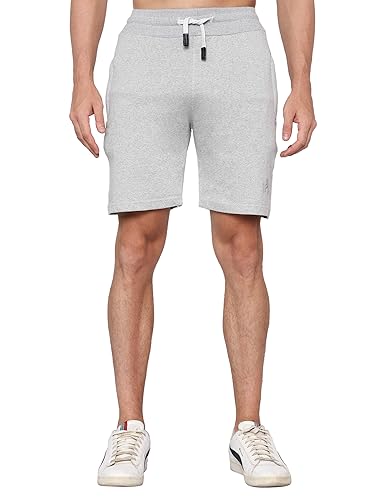 Image of NeoFlex Men's Regular Fit Cotton Shorts with Zipper Pocket - Comfortable Rich Solid Design, Essential Men's Shorts (Silver, M)