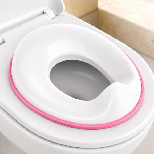Image of Zollyss Potty Seat for Kids 2-5 Years, Portable Baby Toilet Seat Cover with Splash Guard, Non-Slip Toddler Potty Training Seat for Boys & Girls, Fits Round & Oval Western Toilets, Pink