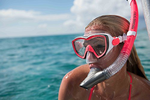 U.s. Divers Women's Silicone Diving Mask Dry Top Trek Travel Fins Gear Bag Diva Ii Snorkel Set, White, Medium #TOP6