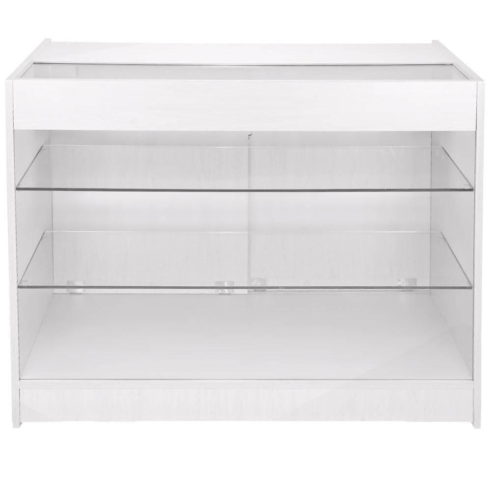 Banco Vendita K1200 con Vetrina in Vetro e Serratura | Bancone Espositivo Sicuro ed Elegante per Negozi | 3 Livelli di Esposizione con Ripiani Rimovibili | L120 x P60 x H90 cm | Facile da Montare