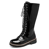 botas altas cordones  RAZAMAZA Botas Combate de Tacon Medio con Plataforma Cordones para Mujer(39 AS, Black)