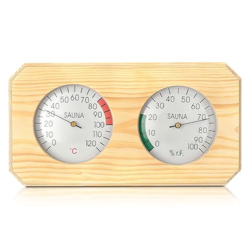 SGZIOO 2 in 1 Sauna Thermometer Hygrometer Holz, Präzises Saunathermometer und Luftfeuchtigkeitsmesser, Temperatur und Luftfeuchtigkeit mit...