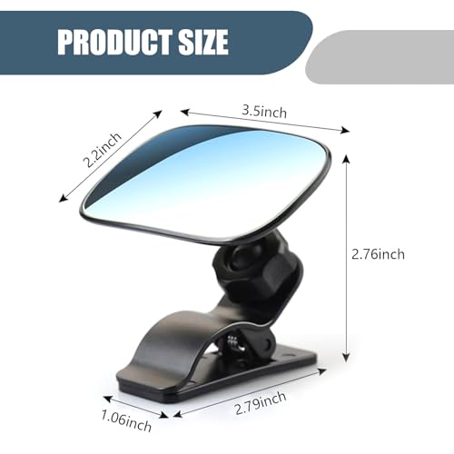 Image of 1 PC Car Sun Visor Child Observation Mirror, 3.5 inch x 2.2 inch HD Glass 360 Degree Adjustable Curved Large View Mirror, Multi-function Clip-on Makeup Mirror, Universal for Most Cars (Black)