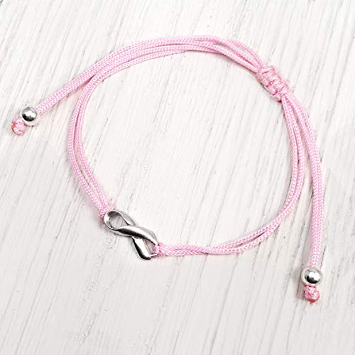 Claudia Lira Joyas Breast Cancer Awareness Pink Womens Friendship Support Bracelet, Handmade Small Sterling Silver Ribbon Shaped Charm thumb #1
