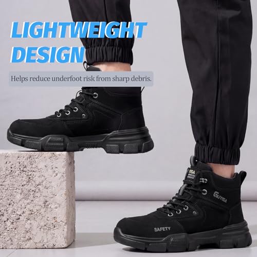 Image of GUSAYEX Steel Toe Boots for Men Puncture Resistant Work Utility Safety Shoe
