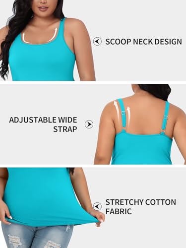 Image of V FOR CITY Plus Size Tank Top for Women with Non-Padded Shelf Bra Adjustable Wide Strap Camisole Cotton Udershirts 1X-5X