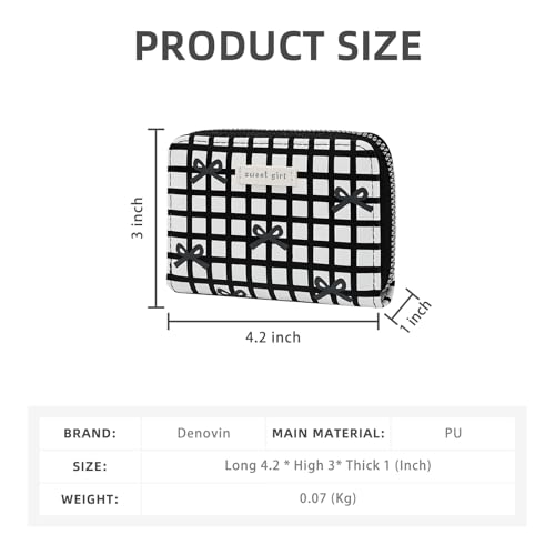 Credit Card Holder, Coquette Cute Bow Ladies Card Wallet, Checkered Bow Design Business Card Holder Small Wallets Woman for Cash, ID Card (Black)2