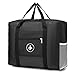 KSIBNW Bagage Cabine, Sac de Voyage Pliable Ultra Léger avec Fixation sur l'étui de Chariot,Rangement pour Organisateur d'épaule de Sac à Main,Sac de Weekend pour Bagages Sport Camping Noir