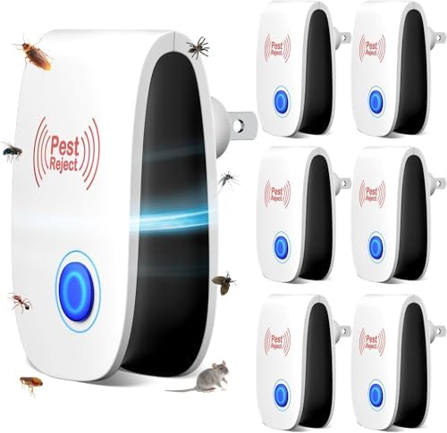 2026 Upgraded Ultrasonic Repeller & Insect Indoor Repeller, Ultrasonic Plug in Repellent for Roach, Rodent, Mouse, Bugs, Mosquito, Mice, Spider, Ant, Electronic Pest Deterrent, 6 Packs