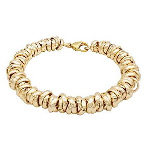 ParticolarModa Bracciale stile nodini intrecciato per donna in alluminio e acciaio dorato/argentato 8 mm