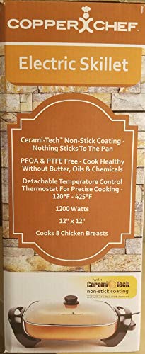 Copper Chef Electric Skillet - Buffet Server - for Steaming Sauteing or Frying