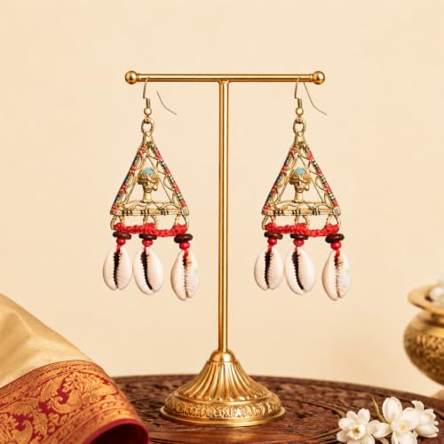 Image of Handcrafted Tribal & Dhokra Art Earrings Collection for Women - Royal Boho Statement Designs in Brass, Wooden, Beaded & Geometric Styles