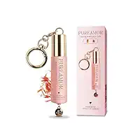 PUREAMOR Pheromone Perfume for Women, Saffron Rouge Keychain Perfume – Warm Spicy Saffron & Cedarwood, 30% High Conc, Long Lasting Roll-On, 0.2 oz / 6 ml