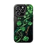 Shamrock Vortex Phone Case for Select iPhone Models | St. Patrick's Day Aesthetic with Custom Text (Glossy, for iPhone 15 Pro)