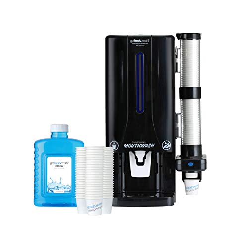 Mouthwash Dispenser Starter Kit (Black) - For GotFreshBreath Alcohol-free Mouthwash