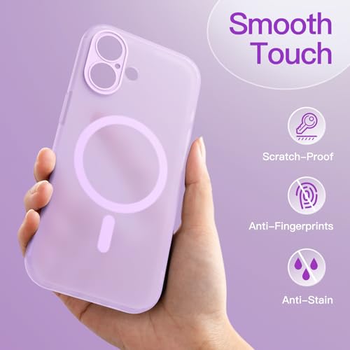 Image of JETech Magnetic Matte Case for iPhone 17, Purple | Compatible with MagSafe, Translucent Frosted Soft TPU Cover, Anti-Yellowing, Anti-Fingerprint, Shockproof