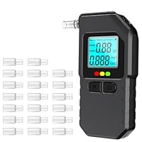 FIVAVA Alkoholtester, Polizeigenaues Promillemessgerät mit Professionellem Digitalem LCD-Display und 20 Mundstücken, Alkomat mit Speicherfunktion & Sprachansage für Haushalt oder Partys