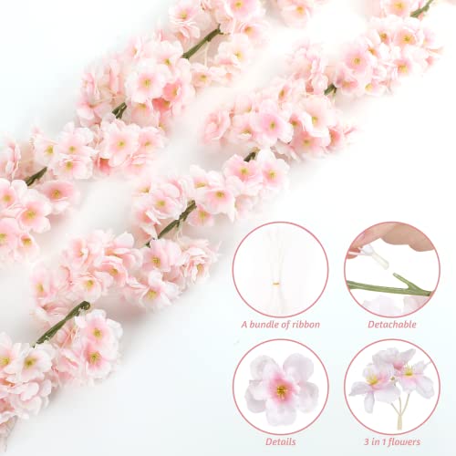 Sunm Boutique Artificial Cherry Blossom Garland Cherry Blossom Hanging Vine Silk Sakura Vines Garland For Wedding Party Decor,Pink #TOP2