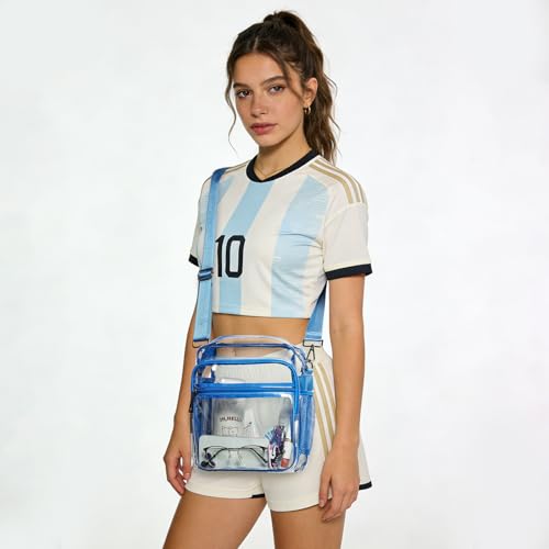 Image of LATMAP Clear Bag for Stadium Events 12x6x12 Clear Purse with 3-Zipper Pockets Crossbody Handbag Tote for Concerts Sports