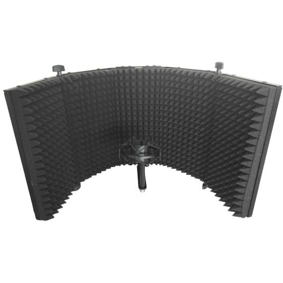 Schermo Fonoassorbente Professionale a 5 Pannelli - Nero - 51,5 x 30 cm - Isolamento per Microfono con Supporto Antivibrazione