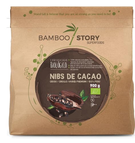 BAMBOO STORY | Nibs de Cacao 900 g | Crudo y Bio | 100% Perú | Criollo | Sin Azúcares Añadidos | Vegano