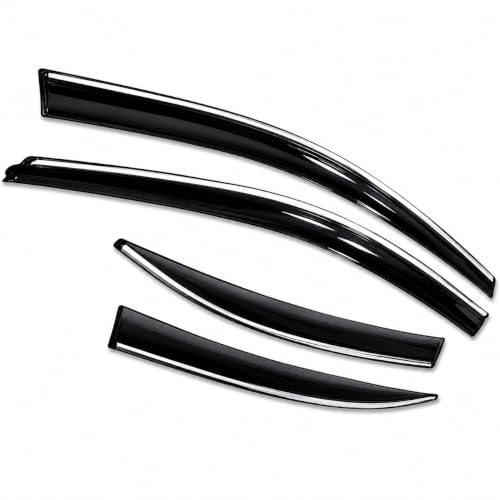 Image of CAR SAAZ Chrome Line Door Visor for Grand I10 NIOS (2023-Present) (Set of 4Pcs) | Rain Guard | Wind Deflector