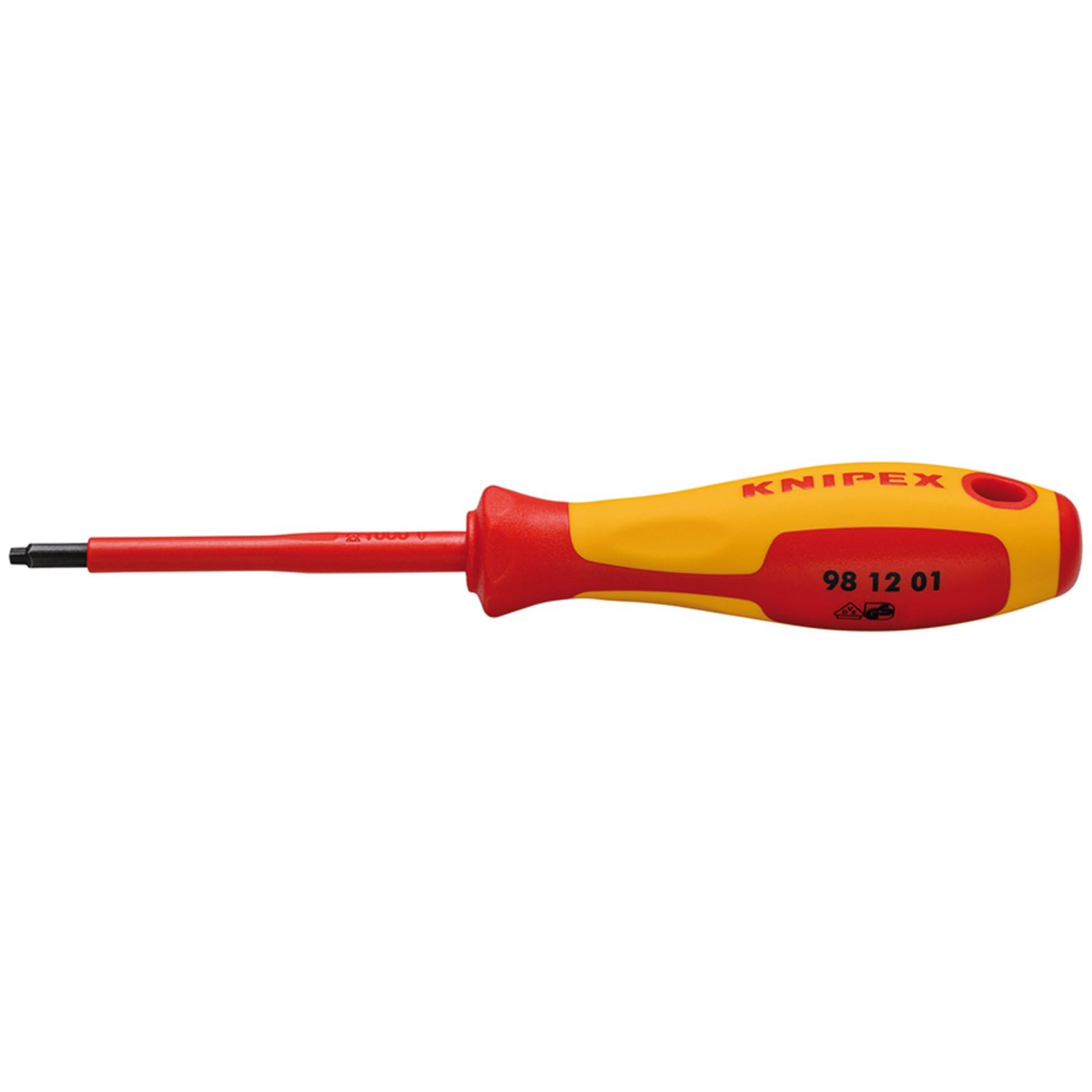 KNIPEX 98 12 01 VDE Insulated Robertson Screwdriver, R1, Red and Yellow