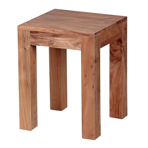 FineBuy Beistelltisch Massiv-Holz 35 x 35 cm Wohnzimmer-Tisch Design braun Landhaus-Stil Couchtisch Farbe wählbar Braun