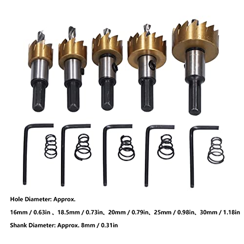 5Pcs Hole Saw Drill for Metal, High Carbon Steel Hole Saw Bit Heavy Duty Cutter Suitable for Metal Steel Iron Wood