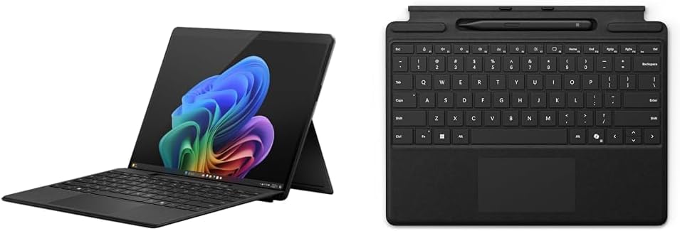 Microsoft Surface Pro 2-in-1 Laptop/Tablet (2024) Windows 11 Copilot+PC 13” OLED Touchscreen - Snapdragon X Elite – 16GB RAM – 256 GB Storage – Black + Surface Pro Keyboard with Slim Pen 2 Bundle