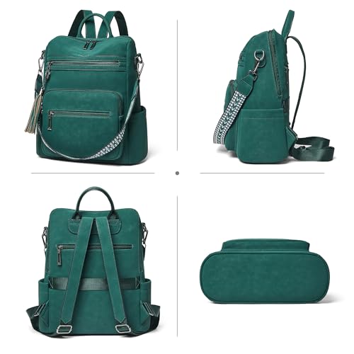 Image of Shrrie Vegan Leather Backpack Purse for Women with Adjustable Shoulder Bag | Water Resistant Fashion Designer Travel Backpack,Convertible Shoulder Bag with Wristlet,College Work