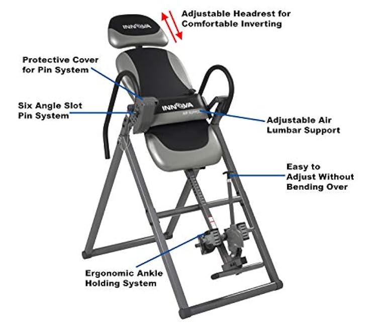 Innova ITX9900 Inversion Table with Air Lumbar Support, Black/Gray