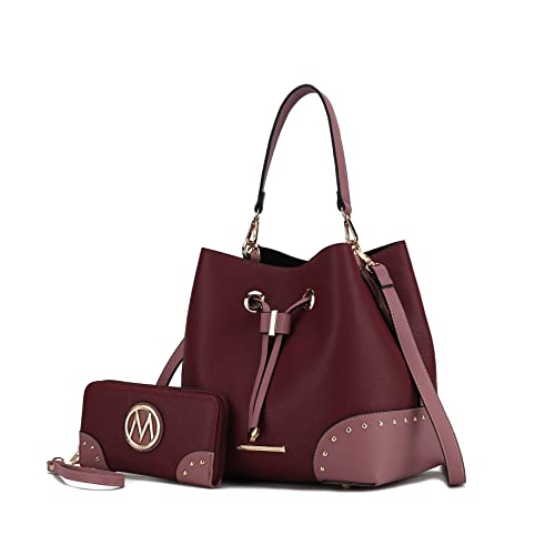 Image of MKF Collection Women's Bucket Bag With Wristlet Wallet, Vegan Leather Hobo Bag Handbag Set Crossbody Bag by Mia K