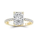 Pzokooi 1.5ct Radiant Cut Engagement Ring for Women,Simulated Diamond Promise Ring in 18K Yellow Gold Plated 925 Sterling Silver(Size:5.5)