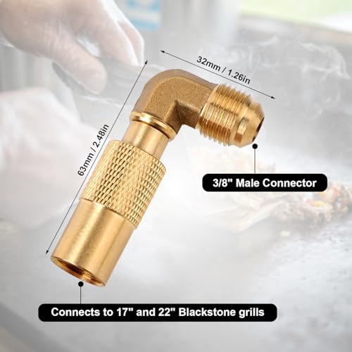 Gosknor Propane Elbow Adapter for Blackstone, Brass 3/8" Male Flare RV Propane Elbow Adapter Conversion Fitting Low Pressure Compatible with Blackstone 17in and 22in Tabletop Camping Griddles
