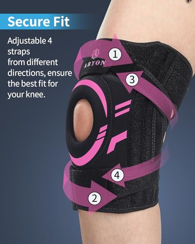 ABYON Knee Brace for Pain Relief, Meniscus Tear, Arthritis, ACL and Joint Support – Open Patella Dual Side Stabilizer Knee Support with Medical-Grade Compression for Men and Women - Please Check How To Size Video