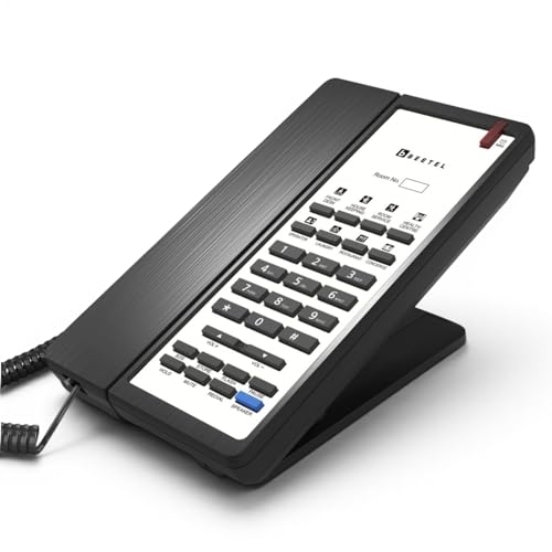 Image of Beetel H96 Corded Hotel Phone,Speaker Phone,8 Guest Service /Speed Dial,Hearing Aid Compatible,Adjustable Headset & Ringer Volume,Inuse /Ringer LED,Desk /Wall Mount,Redial /Pause /Mute /Privacy Guard(Black)