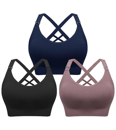 Image of Angelhood Nursing Bras for Breastfeeding, Seamless Nursing Sports Bra Support Yoga Maternity Bras Pregnancy Sleep Bralette