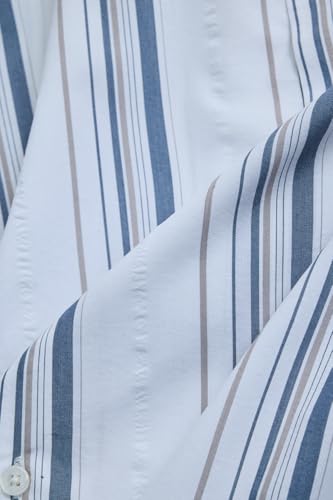 Image of SNITCH Men Casual Shirt | Regular Fit Full Sleeve Point Collar Striped Design | Premium Cotton Blend & Breathable Fabric for Office, Casual & Everyday Wear