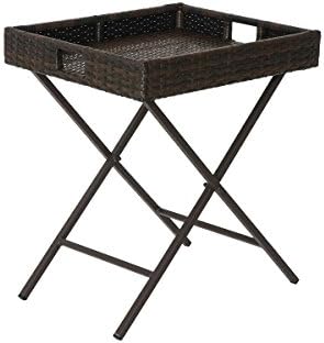 Creative Living 10093382 Patio Wicker Side Table Butler Tray, Espresso