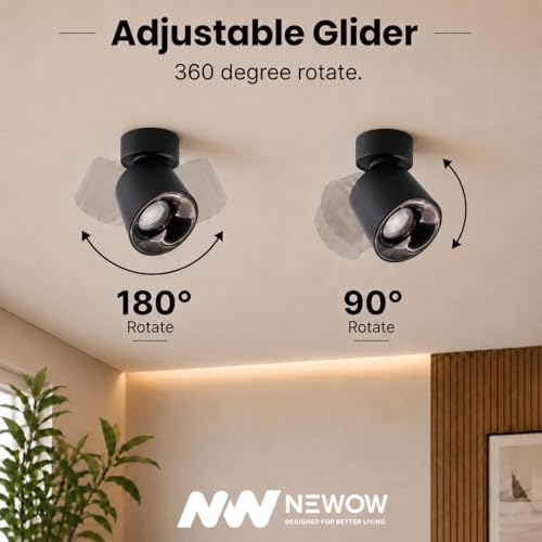Image of NW 7W Glider SF Moveable Black with Gun Black Aluminium 360 Degree Adjustable Cylindrical Shape LED Surface Light | COB Light | Wall Light | Spot Light | Light Color- Warm White (Pack of 1)