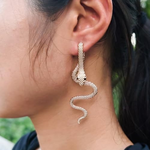 Vintage Goth Snake Earrings - Gold & Silver Snake Statement Jewelry for Women's Halloween3
