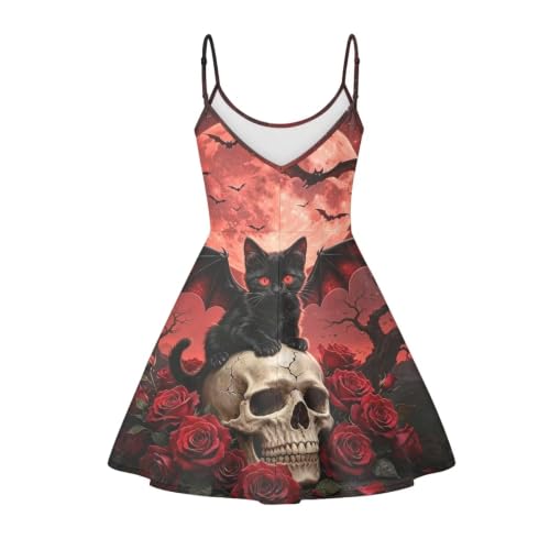 Image of Women's Spaghetti Strap Dress Summer Casual Swing Sundress Girls Beachwear Swing Mini Dress