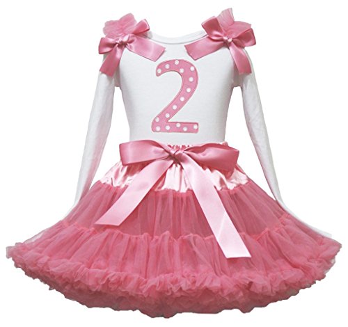 Jupe fille dusty rose et top blanc pour tenue de Pâques et fête 1-8 ans